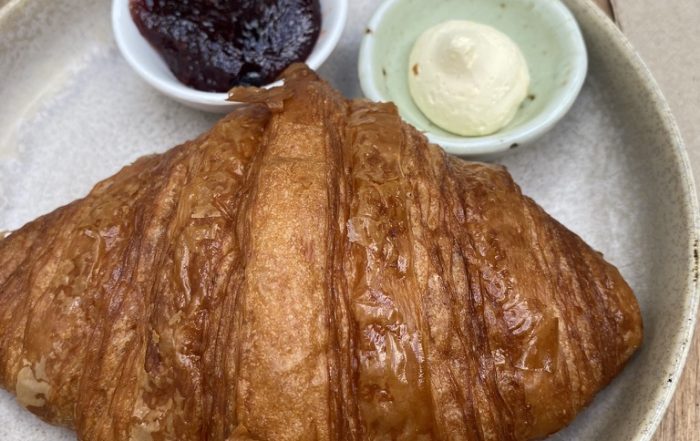 Croissant with jam and fresh Gippsland butter